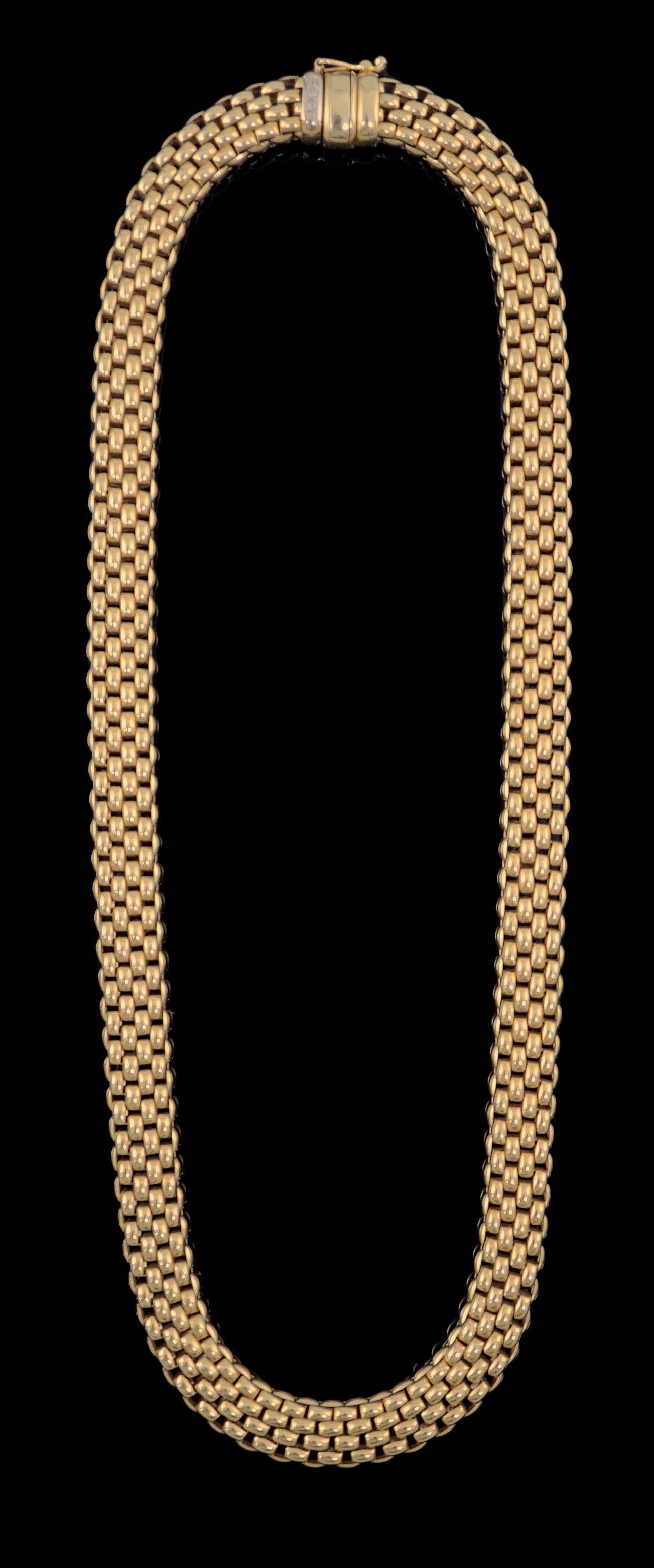 A modern Italian Fope 18ct gold brick link necklace